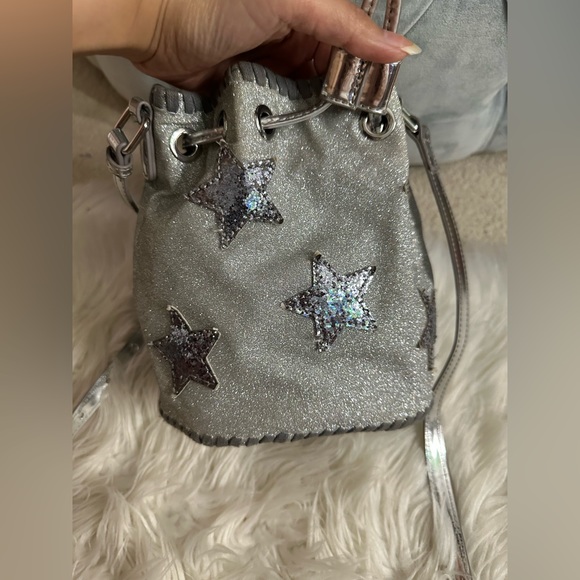 Stella Mccartney Star Glitter Bucket Bag In Storm Grey - Picture 10 of 12